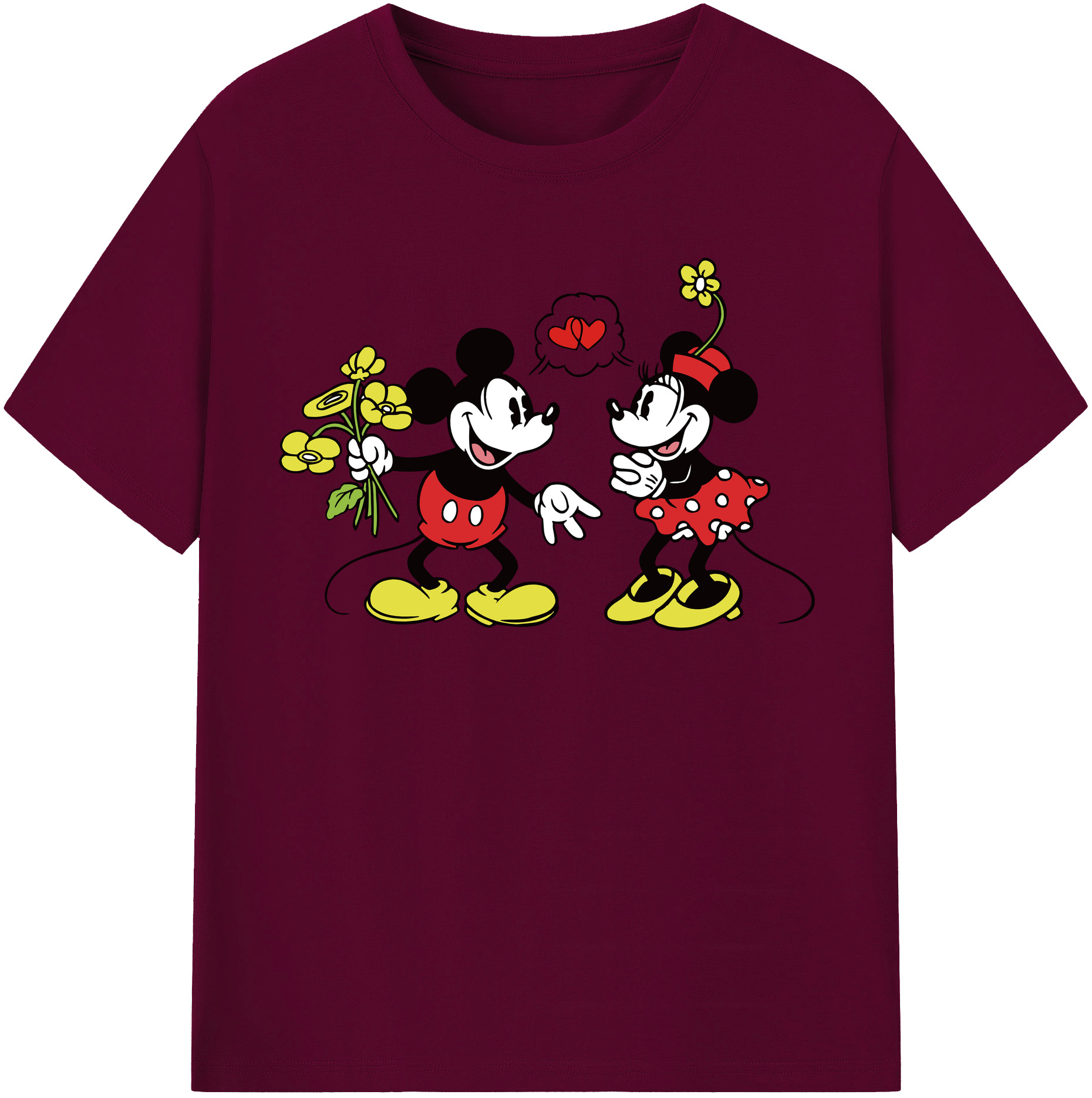 （画像用） ミッキーマウス Mickey Mouse レディースカジュアルプリントTシャツ（綿100％）
